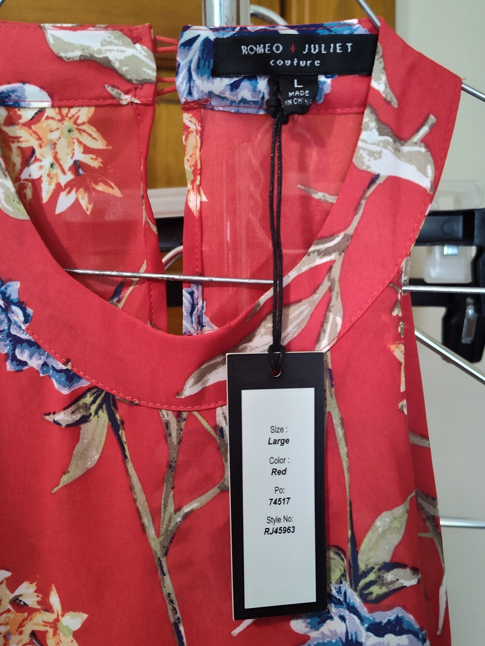 Romeo & Juliet Couture Red Floral Sleeveless Jumpsuit